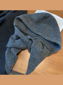 1件装女士休闲纯色麻花针织纹理保暖防风蓬松加厚连帽围巾围脖，适合约会、日常穿着、购物、旅行、搭配 - A - 查看 13