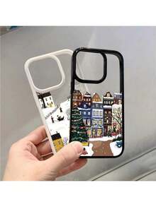 Custodia per telefono invernale e natalizia con motivo neve, compatibile con 17, 16, 15, 14, 13, 12, 11 Pro Max, 16E, 17 Air, X, XR, XS, 7, 8 Plus, cover trasparente - d - Visualizzare 6