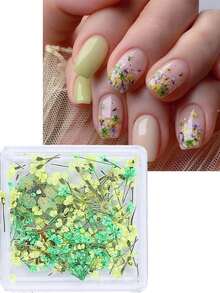 1盒彩色美甲花朵，鲜艳的满天星花瓣，盒装美甲装饰，DIY春季美甲装饰 - 彩色 - 查看 4
