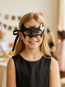 1pc Women & Girls Lace Butterfly Masquerade Half Face Mask, White Lace Mask, Party Mask, Parent-Child, Adult Female Personalized Mask, Masquerade - Black - View 1