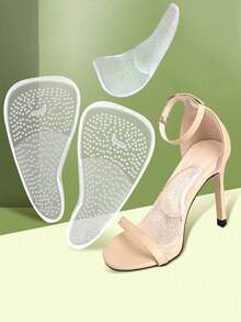 1双柔软足弓支撑防滑前脚掌垫，适用于女士高跟鞋、鞋子、凉鞋，黑色高跟鞋半码鞋垫 - 無色 - 查看 1