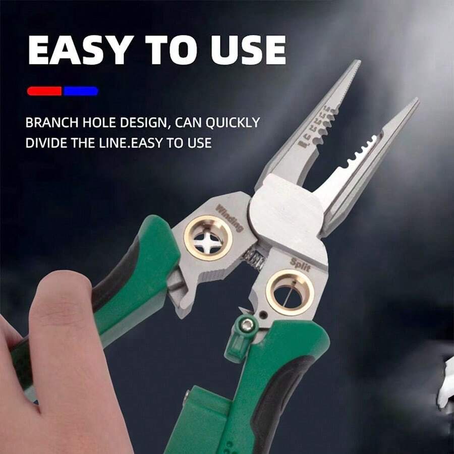 8-In-1 Stainless Steel Non-Slip Pliers, Multi-Functional Wire Strippers With Voltage Tester, Professional Electrician Pliers