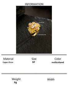 1pc Vintage Baroque Style Copper Alloy Zirconia Stone Women's Ring, Suitable For Party, Wedding, Retro Themed Occasions - Multicolor - View 19