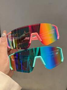 1pc Men's New Half-Frame Fashion Glasses, Dotted Painted Frame, Integrated Coated Lens Design, Wrap-Around Extra-Large Classic Style, Men's Fashion Accessory - Multicolor - View 10