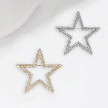 1枚镶钻镂空五角星胸针，优雅镶钻女士百搭配饰别针 - 五角星 - 查看 6