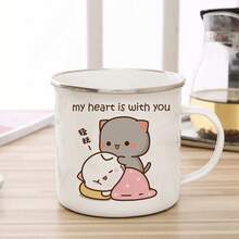 Nueva taza esmaltada de gato melocotón y Goma, taza para café, té, lindo animal, desayuno, postre, leche, taza de agua, regalo para pareja - 4 - Ver 13