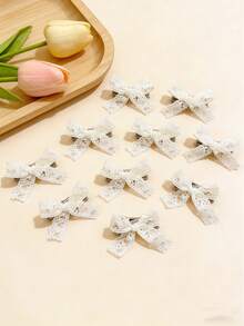 4/10pcs Lace Butterfly Hair Clips, Lace Side Clips, Bangs Clips, Wispy Clips, Bridal Headpiece, Valentine's Day Hair Accessories, Everyday Butterfly Hair Clips, Elegant, Cute, Fashionable, Versatile, Suitable For Parties, Events And Holidays, Gift For Girls, Hair Accessories, Hairpin - White - View 8