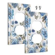 Outlet Covers Blue Iris Flowers Butterfly Botanical Floral Plant 1 Gang Duplex Light Switch Cover Plate Decorative Wall Plates Electrical Switchplate Receptacle For Bathroom Bedroom(2Pack) - 藍鳶尾花蝴蝶植物花卉植物 - 查看 2