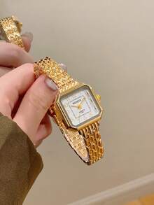 1件装女士简约休闲优雅复古中东风格手镯手表，复古金色 - 金色 - 查看 6