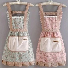 1/2pcs Small Floral Print Shoulder Strap Waterproof And Oil-Proof Princess Apron - Multicolor - View 1