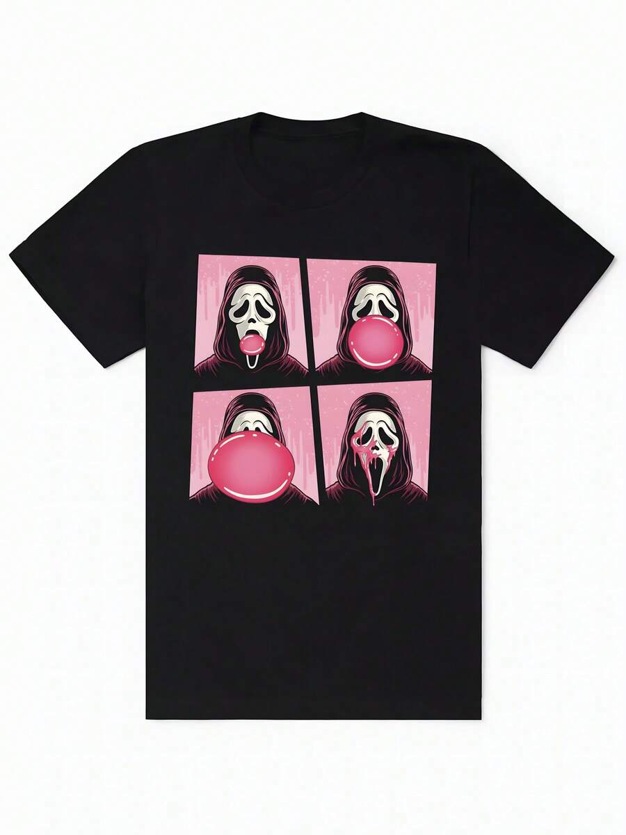 Men's Short-Sleeve T-Shirt with No Pattern Print, Pure Cotton Regular Fit Round Neck T-Shirt - Negro - Ver 1