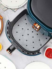 100pcs White Air Fryer Parchment Paper, Disposable White Baking Paper, Oil Absorbing Liners, Non-Stick Baking Paper, Suitable For Baking, Cooking In Air Fryer, Air Fryer Liners, Air Fryer Paper - White - View 3