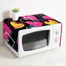 1件心形图案微波炉防尘罩，现代涤纶印花，33*92厘米，家居装饰电器罩，可水洗 - 彩色 - 查看 9