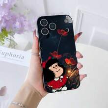 Sweet Mafalda Cartoon Phone Case Compatible With  17 16 15 14 13 12 11 Pro Max Plus Air Mini Black Silicone Soft Case, Compatible With  17 Case,  17 Pro Case,  17 Pro Max Case - z7 - 查看 9
