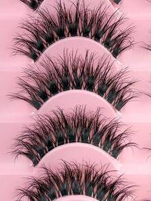 HINARIN 10 pares de pestañas postizas desordenadas con banda transparente, pestañas falsas esponjosas y ligeras con efecto 3D, pestañas de mink falsas reutilizables para maquillaje - Pestañas Cruzadas - Ver 6