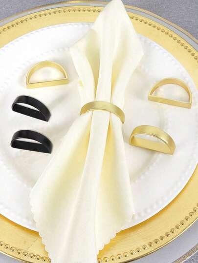 1/4/6pcs D-Shape Napkin Rings, Suitable For Home, Restaurant, Dining Table Decor, Party & Holiday Decoration, Napkin Clips