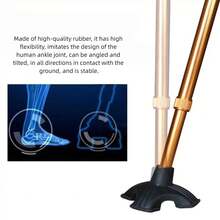 1个拐杖头，拐杖头替换件 - 此拐杖头是3爪/4爪/6爪拐杖支撑底座的替换零件，由天然橡胶制成，适用于直径为3/4英寸（约1.9厘米）的步行杖、拐杖和折叠杖。