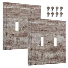 Decorative Outlet Covers Dark Grey Brown Rustic Wood Plank 2 Gang Wall Plate Double Toggle Light Switch Cover GFCI Receptacle Electrical Switchplate For Farmhouse Cabin Decor(2Pack) - DarkGreyBrownRusticWoodPlank - View 2