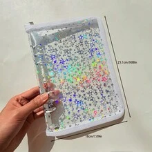 A5 Colorful Star-Shaped Zipper Binder, Can Be Used As File Folder, Stamp Book, Sticker Book, Pencil Case, Also Suitable For Photo Album, Savings Plan, Diary, File Organization, Budget Binder, Planner, Planner Inserts, Made Of PVC Material - Multicolor - View 11