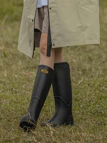 新款时尚情侣高帮百搭可爱户外防滑防水果冻鞋，适合沙滩漫步，软底雨靴 - 黑色 - 查看 9