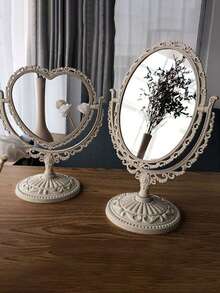 1件玻璃镜装饰品，适用于卧室、客厅、书房、床头柜、梳妆台，北欧风格 - 米色 - 查看 2