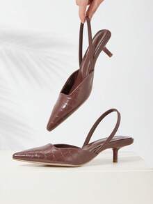 2024 Women's Elegant Stylish Unique Backstrap High Heels (Asymmetrical Cut Uppers) - Brown - View 2