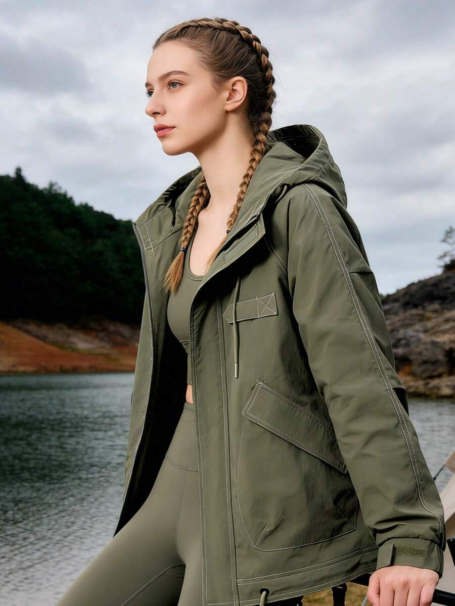 Women's Casual Versatile Outdoor Jacket, Fashionable And Comfortable, Suitable For Outdoor Activities, Shopping, And Hiking - Beige - View 1