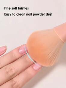 1支彩色手柄日式化妆刷 - 柔软刷毛，适用于指甲粉/腮红等