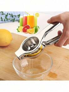1pc Manual Stainless Steel Lemon Juicer With Pulp Separator, Handheld Citrus Squeezer, No Electricity Needed, Suitable For Living Room & Kitchen - Multicolor - View 2