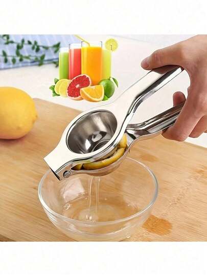 1pc Manual Stainless Steel Lemon Juicer With Pulp Separator, Handheld Citrus Squeezer, No Electricity Needed, Suitable For Living Room & Kitchen