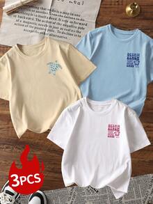 女士新款彩色字母、海龟、花卉印花圆领短袖T恤，时尚百搭，适合女士日常穿着、度假及春季休闲夏季穿着。 - 彩色 - 查看 2