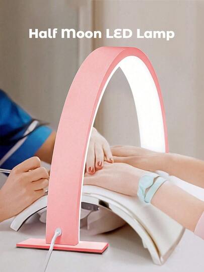 Mini Crescent-Shaped LED Nail Lamp With Button Switch, For Personal Use In Manicure, Makeup Vanity, Crafts, Workbench, Nightstand, Graduation, Birthday, Holiday, Pink