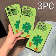 La funda para teléfono con espejo y diseño alegre de trébol le da un toque divertido al teléfono, ideal para celebrar el Día de San Patricio. Es compatible con  17,  16 Pro Max,  15 Pro Max,  13 y  12. Fabricada en TPU resistente, garantiza protección contra golpes y caídas, además de darle un toque divertido. Un regalo encantador para familiares y amigos, ideal para fiestas, cumpleaños o simplemente para alegrarle el día a alguien. - Negro - Ver 3