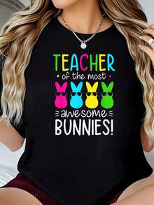 Easter Day Art-Shirt Happy Easter Day-Shirt Printed Round Neck Women-Shirt - Soft. Breathable. Short Sleeve Cotton Casual-Shirt] Graphic Tees Men Crop Tops Couple Tee Art Outfits Men-Shirt - 黑色 1pcs WOMEN4 - 查看 9