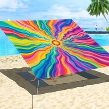 1pc 2D Digital Print Sun Shade Cloth, 5 Different Styles Available, Features Include Printed Pattern Design, Windproof, Detachable, Lightweight, Semi-Shading, Dustproof
