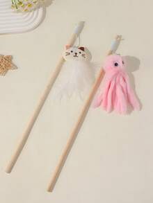 1 Set/2pcs Pet Cat Toys/Cat Teaser, Octopus/Mouse/Cat/Cartoon Design, Wooden Stick Plush Realistic Octopus Doll Cat Doll - Multicolor - View 24