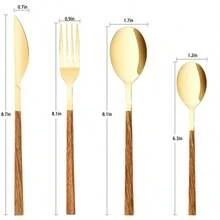 8pcs/2sets Stainless Steel Cutlery Set, Faux Wood Handle Utensils Set, Retro Flatware Set, Korean Style, Mirror Polished, Suitable For Home Daily Use, Festivals, Kitchen, Dining Room, Wedding, Banquet - Multicolor - View 6