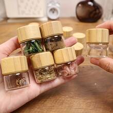2-Pack Mini Sealed Glass Bottles With Elegant Wood Grain Lids - Perfect For Travel, Camping, Kitchen Storage, Organizing Spices, Nail Art, Earrings, Paint, Glitter, And Small Items, Camping Essentials|Compact Design|Wooden Lid Bottle - 2 - 查看 7