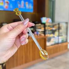 Bear Long Glass Spoon Coffee Spoon High Borosilicate Glass Spoon Dessert Spoons Glass Teaspoons  Teaspoons Coffee Mixing - 1 - Xem 13