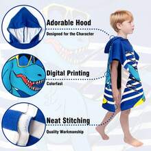 TendenciaToalla De Baño Infantil De Microfibra Dinosaurio 60cm*120cm Azul Toalla De PlayaCalidad premium - Azul - Ver 8
