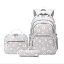 3pcs/Set Cute Daisy Print Backpack Set, Large Capacity Multi-Compartment Design, Zipper Closure, Suitable For Middle/High School Students, Girl, Back To School Gift - A - View 1