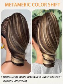 Extensiones de cabello sintético resistente al calor con cola de caballo ondulada de 10 pulgadas de largo, opciones de multicolor, adecuadas para fiestas y uso diario de mujeres - Multicolor - Ver 7