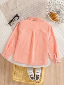 Boys' College Style Turndown Collar Long Sleeve Thin Shirt, Autumn - Orange - View 2