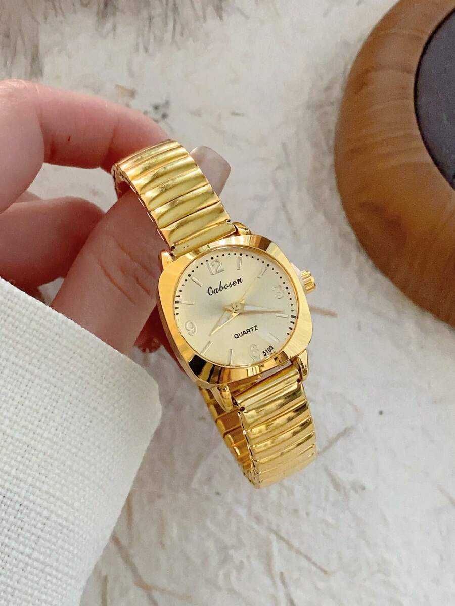 1pc Gold Adjustable Women's Quartz Watch Exquisite Fashionable And Simple Suitable For Daily Matching Birthday/Graduation Gifts Casual Gatherings And Banquets ﻿ - Gold - View 1