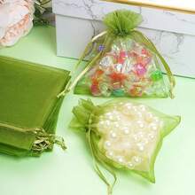 50 chiếc túi rút dây bằng vải organza màu xanh quân đội, túi quà tặng lưới mịn, túi đựng trang sức, túi trang trí đám cưới/tiệc tùng/Giáng sinh. - Nhiều màu - Xem 6
