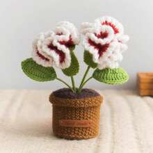 Handmade Crochet Flower Bouquet Desktop Decor, Handwoven Artificial Potted Plant, Creative Crochet Desktop Ornament, Suitable As Mother's Day, Anniversary, Birthday, Valentine's Day Gift, Or Home/Office Desk Decoration For Mom, Friends, Girlfriend - Multicolor - View 14