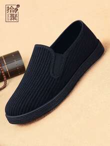 2026 Spring New Men's Cloth Shoes, Comfortable Breathable Casual Shoes, Lightweight Round Toe Driving Shoes, Soft Sole Non-Slip Dad Shoes - Black - View 2