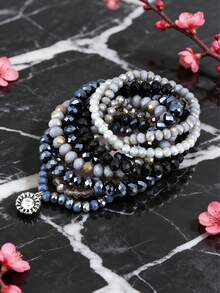 1件复古多层水晶珠手链套装腕带手链时尚饰品礼品 - 風格 - 查看 5