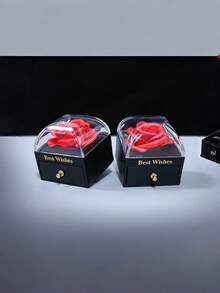 1pc Rose Gift Box, Preserved Flower Box, Lightweight Minimalist Luxury, Easy To Take Out, Valentine's Day Gift Box, Jewelry Box, Suitable For Valentine's Day Gift, Holiday Gift, Jewelry Storage, Couple Wedding Gift , Makeup Room Decor,Room Decor - Multicolor - View 5