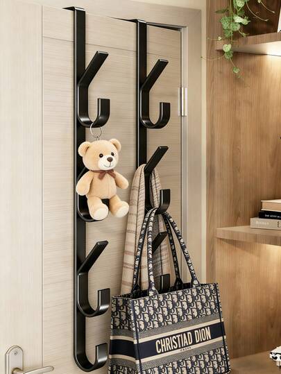 1pc Multi-Function Over The Door Hook - Straight Design Storage Hook Coat Rack, Towel Rack For Bathroom Door, Space Saving No Drilling Required, Suitable For Bedroom, Bathroom, Garage, Laundry Room, Cabin, Kitchen, Hotel (Random Style Shipped)